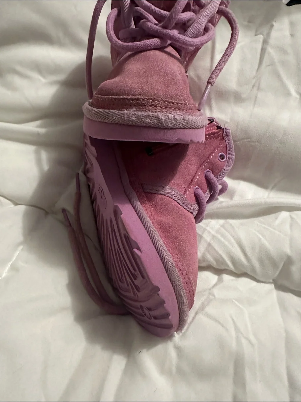 UGG Pink Suede Kids Boots with Character Patch